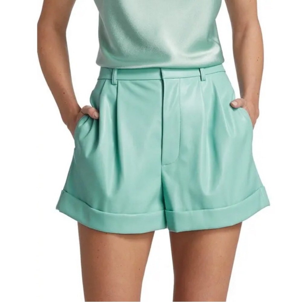 Alice + Olivia Mint Green High-Waist Tailored Shorts